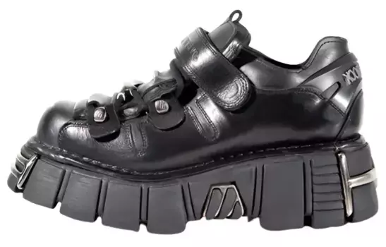 Туфли на платформе унисекс с низким верхом черного цвета New Rock