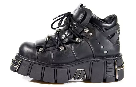 Туфли на платформе унисекс с высоким верхом черного цвета New Rock