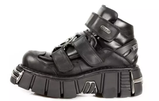 Туфли на платформе унисекс с высоким верхом черного цвета New Rock