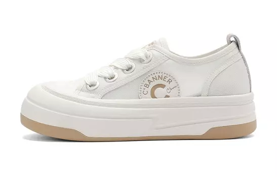 Туфли на платформе женские низкие белые C°Banner