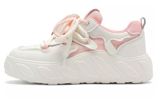 Туфли на платформе женские низкие бежевые/розовые C°Banner