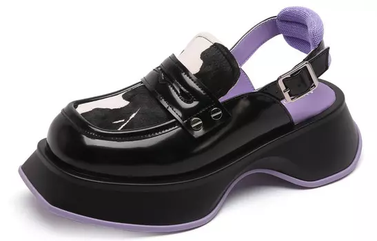 Туфли на платформе женские низкие черные Anthony Miles