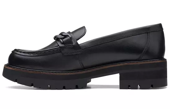 Туфли на платформе женские низкие черные Clarks