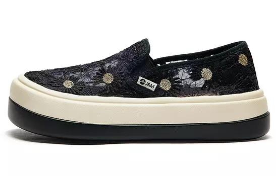 Туфли на платформе женские низкие черные Joy&Mario