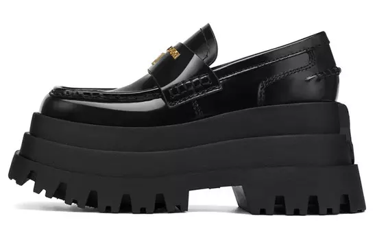 Туфли на платформе женские низкие черные Naked Wolfe