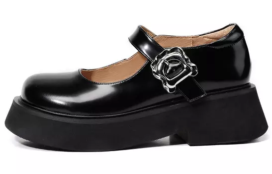 Туфли на платформе женские низкие черные Rosa Bianca