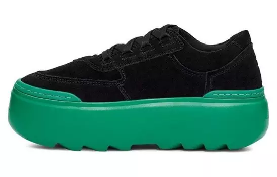 Туфли на платформе женские низкие черные/зеленые Ugg