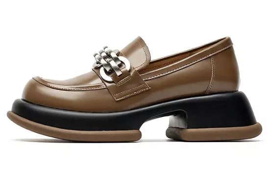 Туфли на платформе женские низкие цвета хаки Beau Today