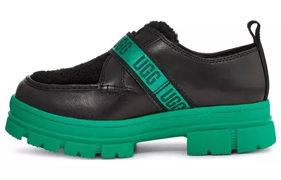 Туфли на платформе женские низкие изумрудно-зеленые Ugg