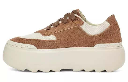 Туфли на платформе женские низкие каштановые Ugg