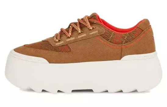 Туфли на платформе женские низкие каштановые Ugg
