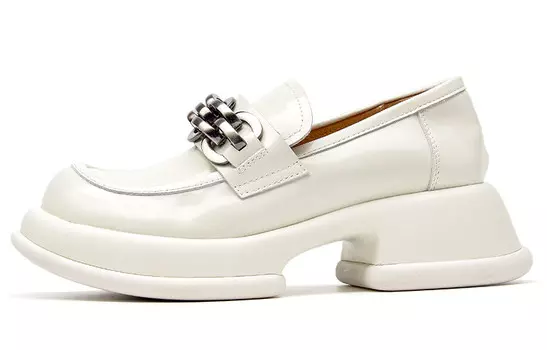 Туфли на платформе женские низкие, кремово-белые Beau Today