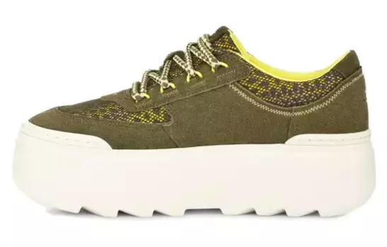 Туфли на платформе женские низкие, оливково-зеленые Ugg