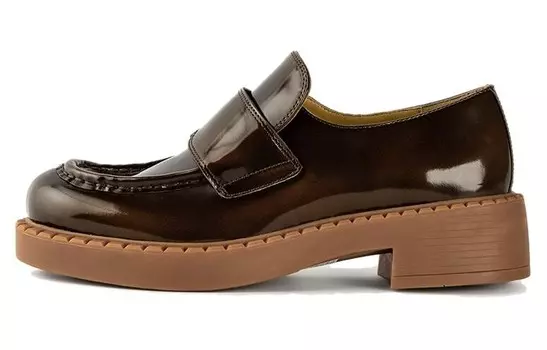 Туфли на платформе женские низкие винтажные коричневые Tony Bianco