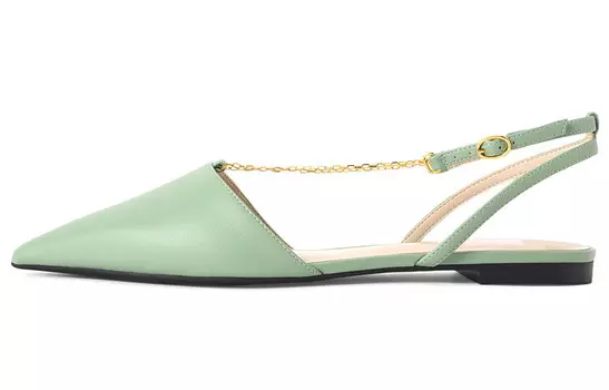 Туфли на платформе женские низкие зеленые Charles&Keith