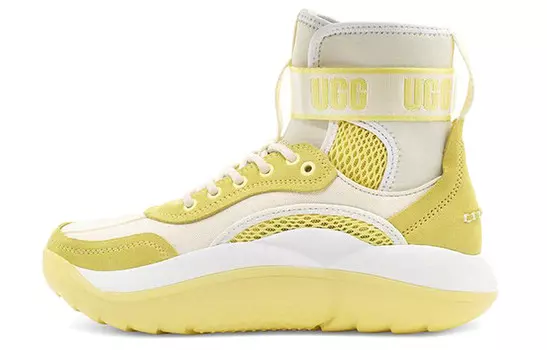 Туфли на платформе женские высокие белые/желтые Ugg