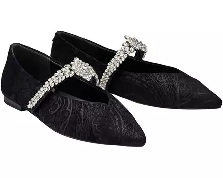 Туфли на плоской подошве Birdies Goldfinch Velvet Flat, цвет Caviar Jeweled Bracelet