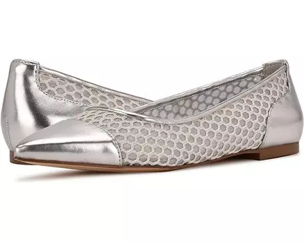 Туфли на плоской подошве Brex P2 Nine West, серебряная сетка