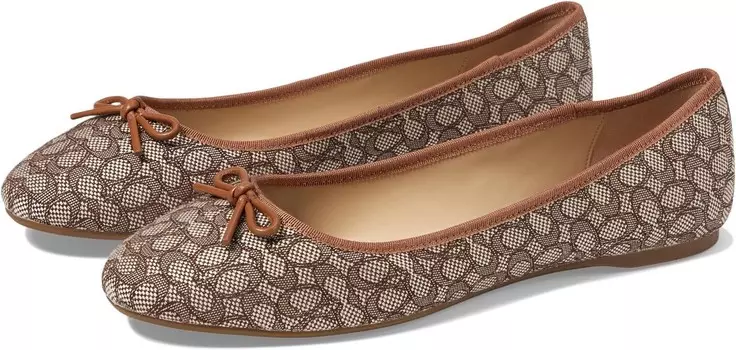 Туфли на плоской подошве COACH Abigail Mini Signature Jacquard Ballet Flat, цвет Cocoa/Burnished Amber