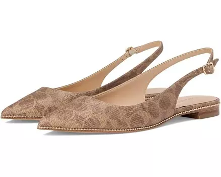 Туфли на плоской подошве COACH Claire Signature Coated Canvas Skimmer, желто-коричневый