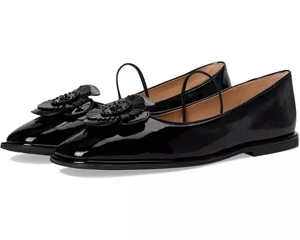 Туфли на плоской подошве COACH Elaina Tea Rose Patent Leather Ballet, черный