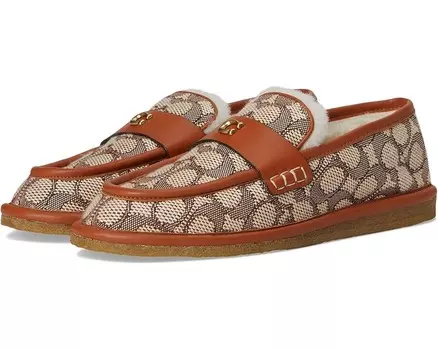 Туфли на плоской подошве COACH Forest Signature Textile Jacquard Slipper, цвет Cocoa/Burnished Amber