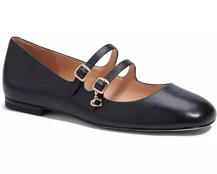 Туфли на плоской подошве COACH Whitley Leather Mary Jane, черный