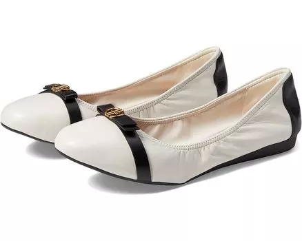 Туфли на плоской подошве Cole Haan Tova Bow Ballet, цвет Ivory/Black Leather