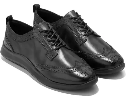 Туфли на плоской подошве Cole Haan Zerogrand Meritt Wing Tip Oxford, цвет Black/Black