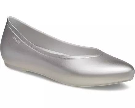 Туфли на плоской подошве Crocs Brooklyn Pointed Flat, цвет Silver Metallic