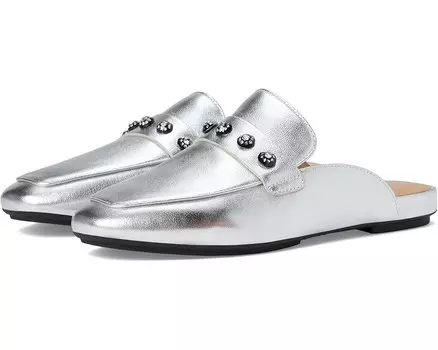 Туфли на плоской подошве FitFlop Delicato Crystal-Cluster Soft M/Leather Mules, серебряный