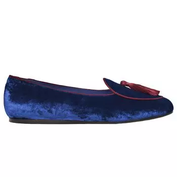 Туфли на плоской подошве из синего бархата Charles William, Blue