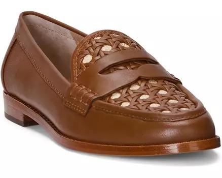 Туфли на плоской подошве LAUREN Ralph Lauren Wynnie II Woven Leather & Raffia Loafers, цвет Deep Saddle Tan/Antique Natural