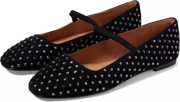 Туфли на плоской подошве Madewell The Greta Ballet Flat in Crystal-Embellished Suede, цвет True Black Multi
