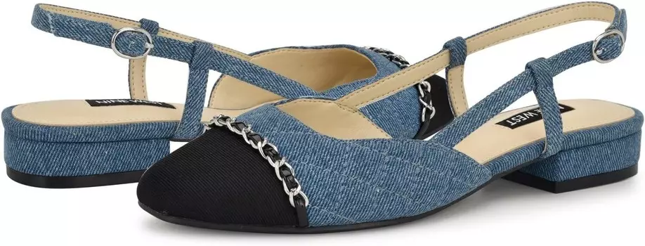 Туфли на плоской подошве Nine West Charme, цвет Blue Denim/Black