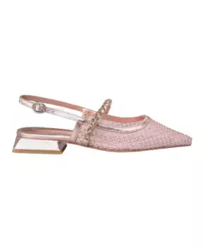 Туфли на плоской подошве с кристаллической сеткой Alma En Pena, розовый