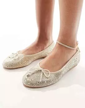 Туфли на плоской подошве с украшением Steve Madden и бантом цвета шампанского