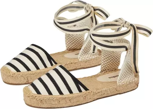 Туфли на плоской подошве Soludos Lauren Lace Up Espadrille, цвет Ivory/Black