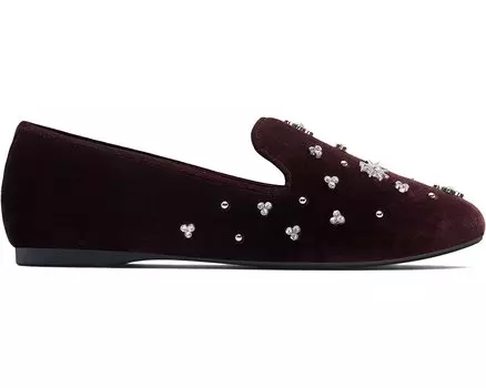 Туфли на плоской подошве Starling Crystal Flat Birdies, темно-бордовый бархатный кристалл
