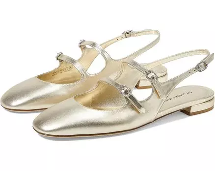 Туфли на плоской подошве Stuart Weitzman Claris Mj Slingback, цвет Light Gold