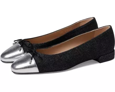 Туфли на плоской подошве Stuart Weitzman Sleek Bow Flat, цвет Black/Silver