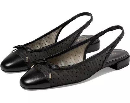 Туфли на плоской подошве Stuart Weitzman Sleek Bow Slingback Flat, черный