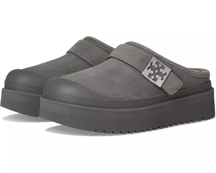 Туфли на плоской подошве Tory Burch Mellow Shearling Platform Mule, цвет Charcoal Gray/Silver