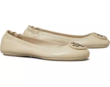 Туфли на плоской подошве Tory Burch Minnie Travel Ballet With Leather Logo, цвет Stone Gray