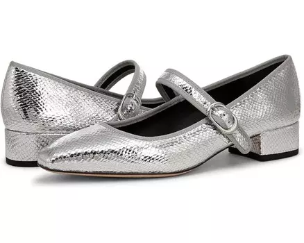 Туфли на плоской подошве Veronica Beard Cade Mary Janes, цвет Silver Leather