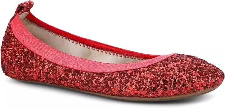 Туфли на плоской подошве Yosi Samra Miss Samara Glitter Ballet Flat, цвет Ruby Red Chunky Glitter