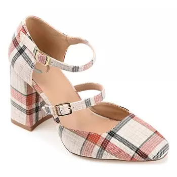 Туфли на ремешке Isadorah Mary Jane от Journee, tan/plaid synthetic