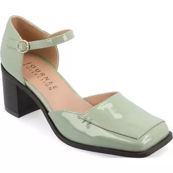 Туфли на широком каблуке Evangeline Journee, patent/green