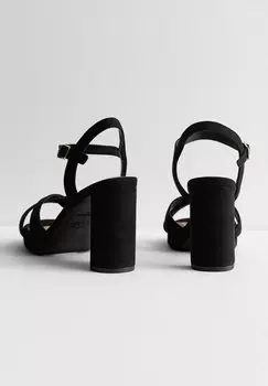 Туфли на широком каблуке из 2 частей New Look, Сандалии New Look, черный
