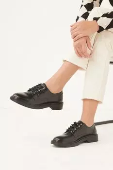 Туфли на шнуровке с круглыми носами и декоративной строчкой Forever Comfort Next, черный